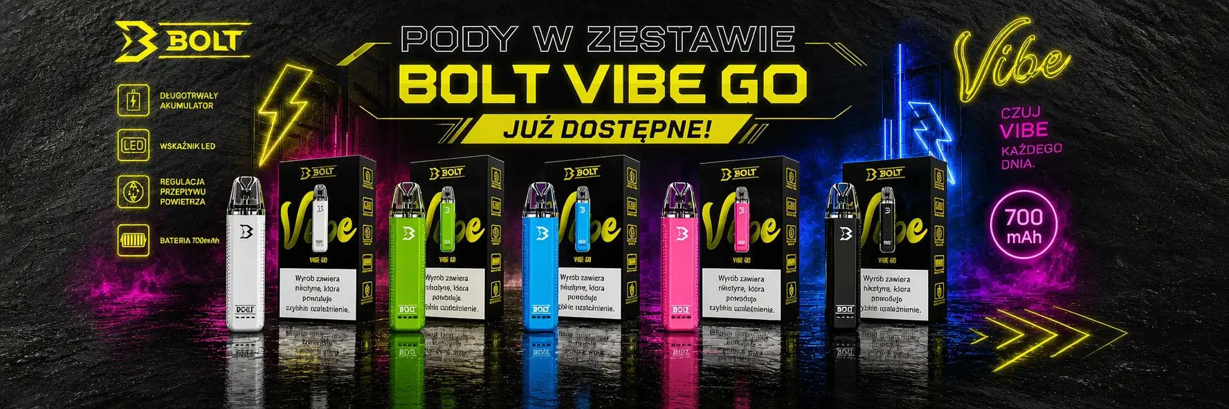 E-Papierosy, Bongo, Shisha, Cbd, Liquidy, Vape Shop 1 Pody Bolt Vibe Go Już Dostępne - E-Papieros Bolt Vibe Go